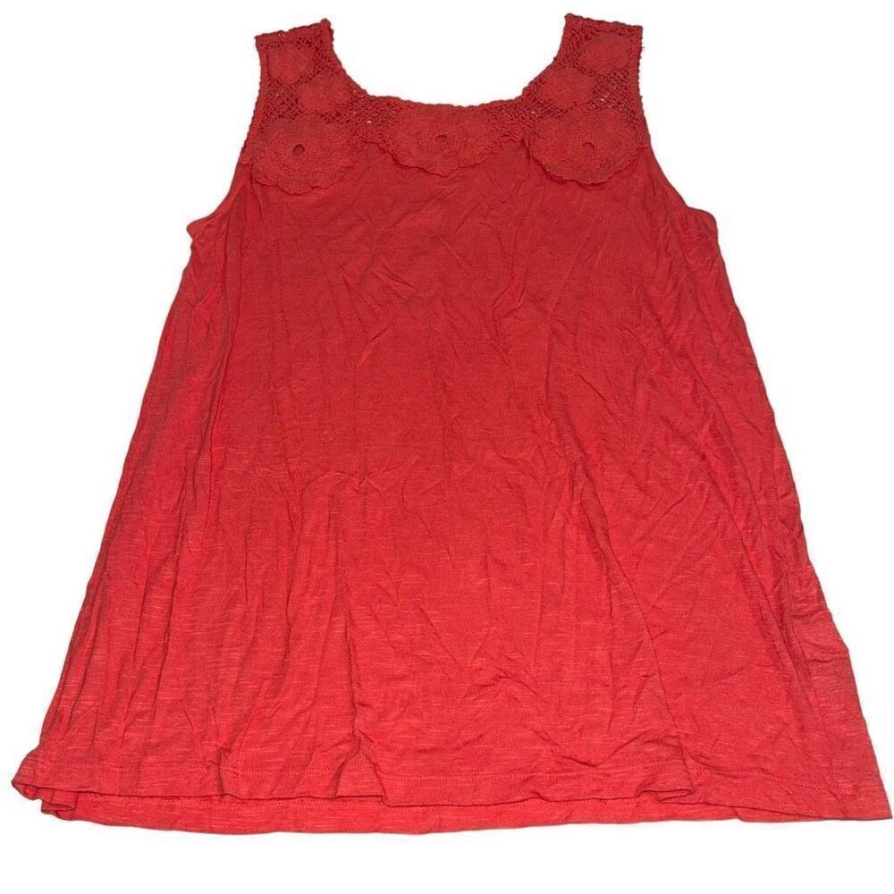 New Joe Fresh Coral Tank Top w/ Crochet - Size XL